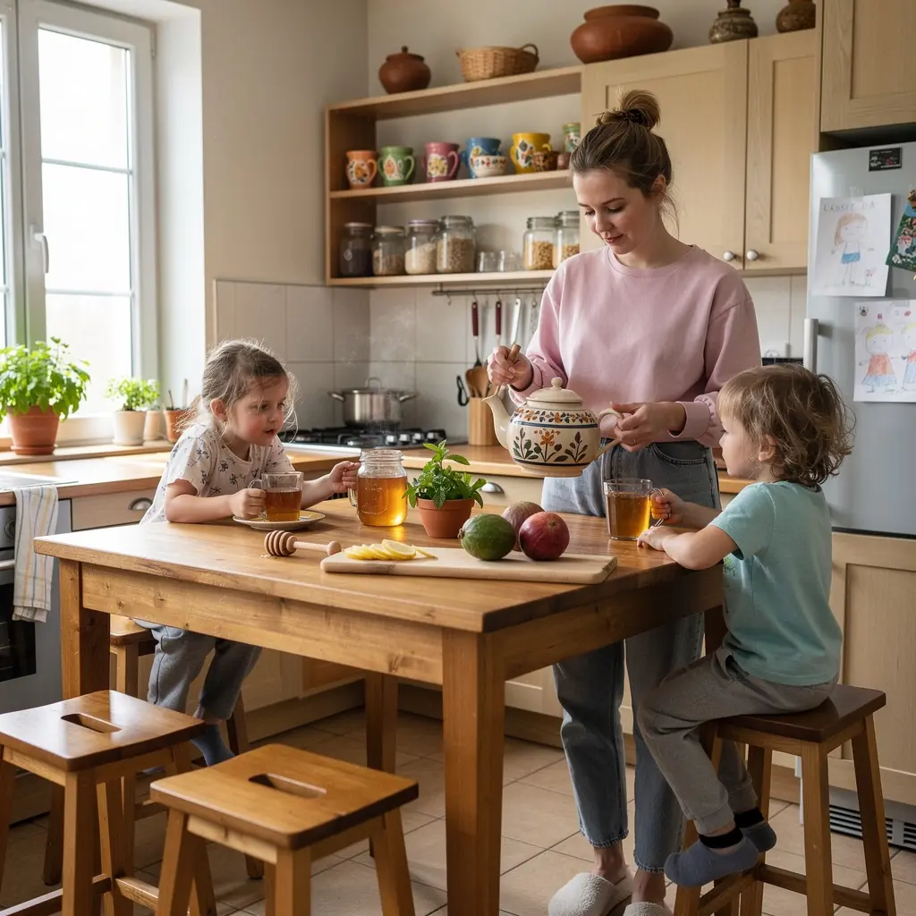 Atpalaiduojantis arbatos gėrimo momentas, rodomas natūralioje aplinkoje.
